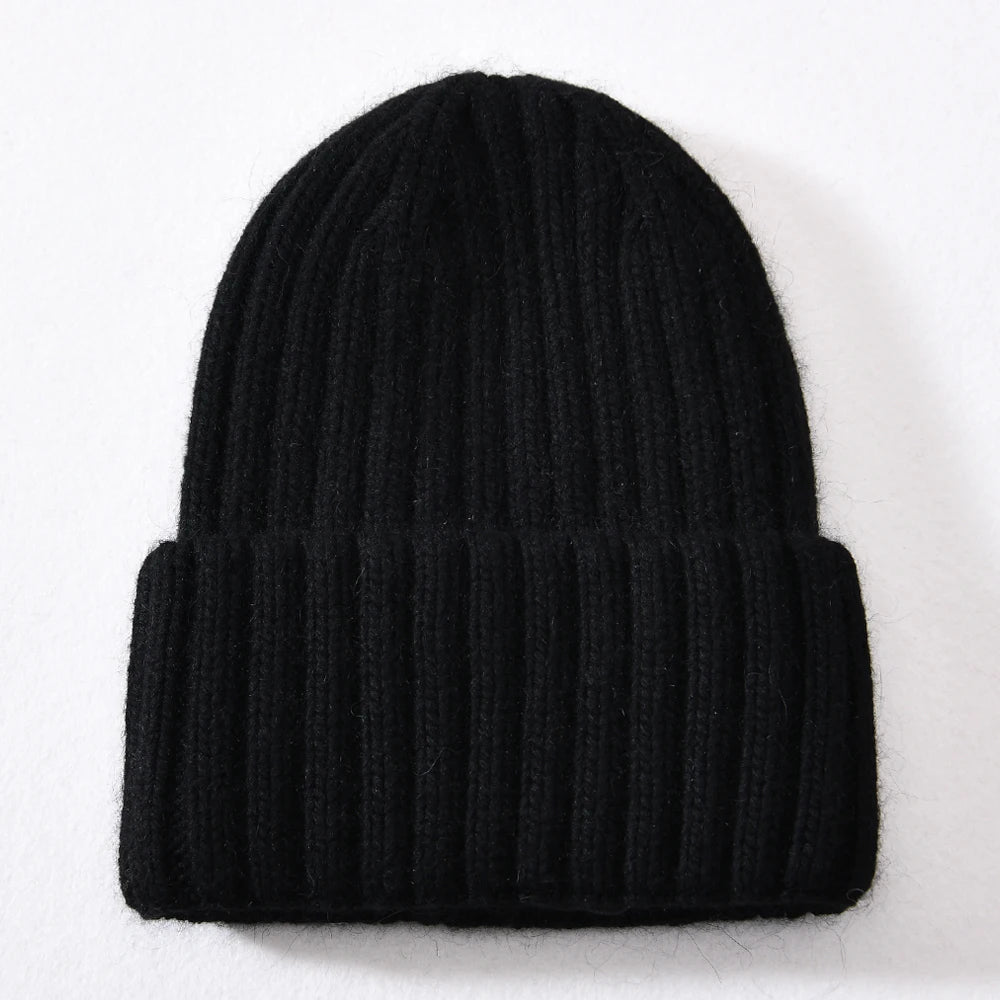 Winter Silk Satin Lined Beanie Hats Women Men Unisex Thick Chunky Cap Striped Warm Soft High Quality Cashmere Knitted Beanie Hat