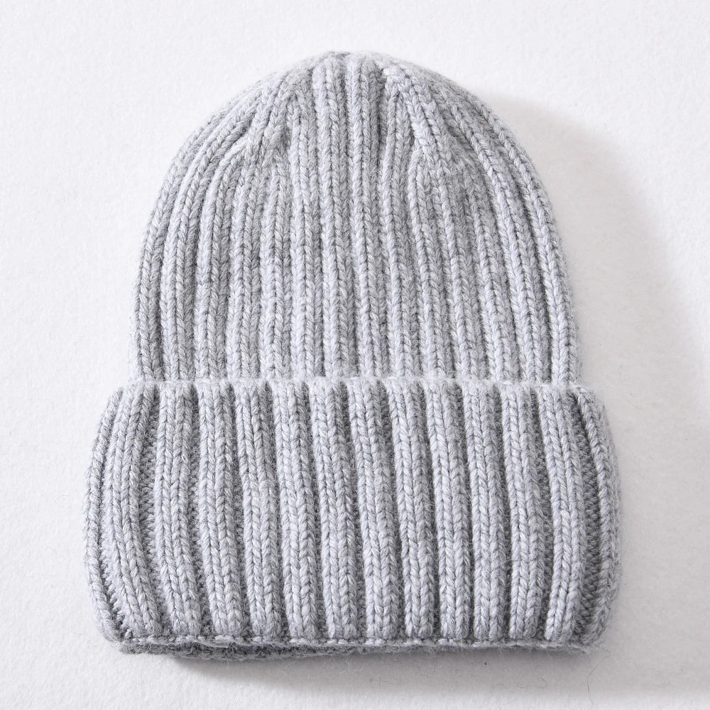 Winter Silk Satin Lined Beanie Hats Women Men Unisex Thick Chunky Cap Striped Warm Soft High Quality Cashmere Knitted Beanie Hat