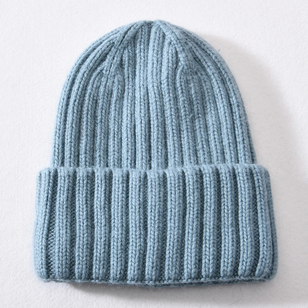 Winter Silk Satin Lined Beanie Hats Women Men Unisex Thick Chunky Cap Striped Warm Soft High Quality Cashmere Knitted Beanie Hat