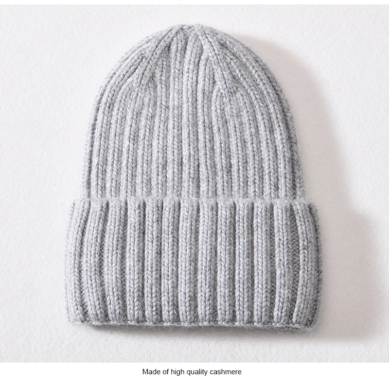 Winter Silk Satin Lined Beanie Hats Women Men Unisex Thick Chunky Cap Striped Warm Soft High Quality Cashmere Knitted Beanie Hat