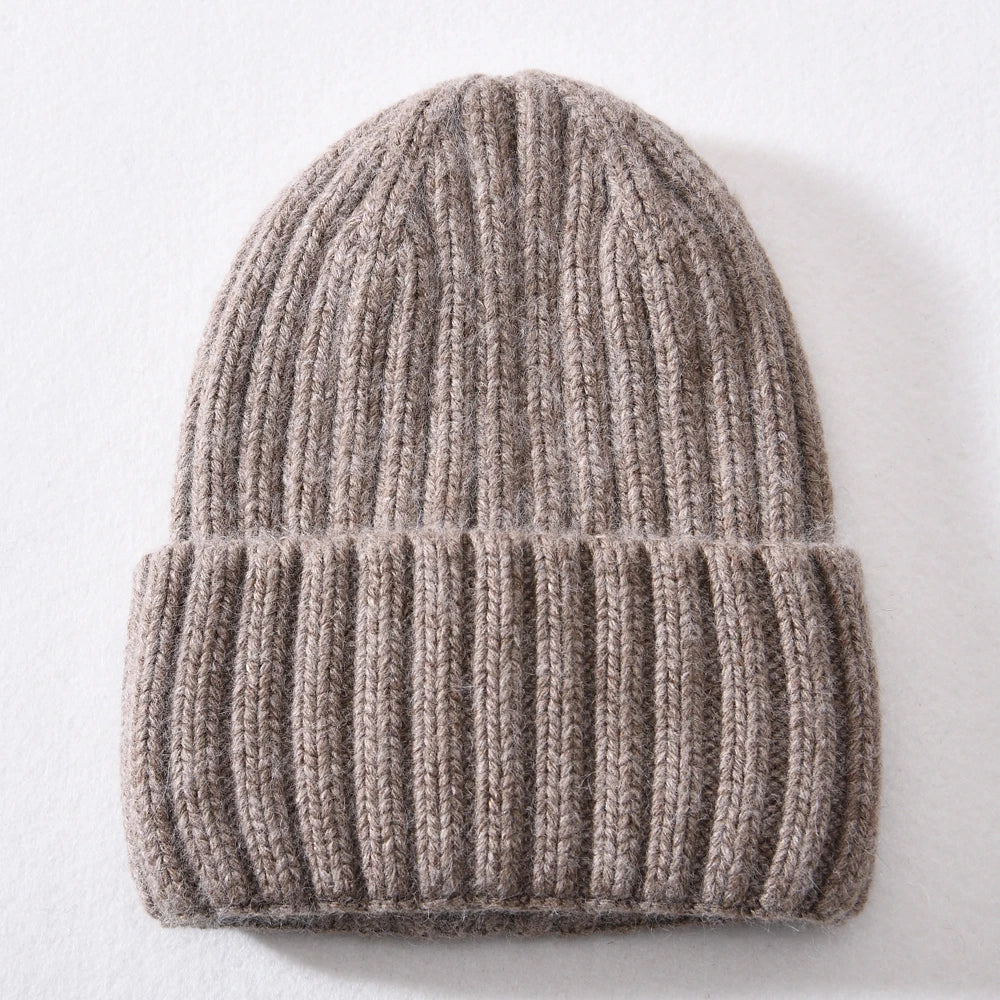 Winter Silk Satin Lined Beanie Hats Women Men Unisex Thick Chunky Cap Striped Warm Soft High Quality Cashmere Knitted Beanie Hat