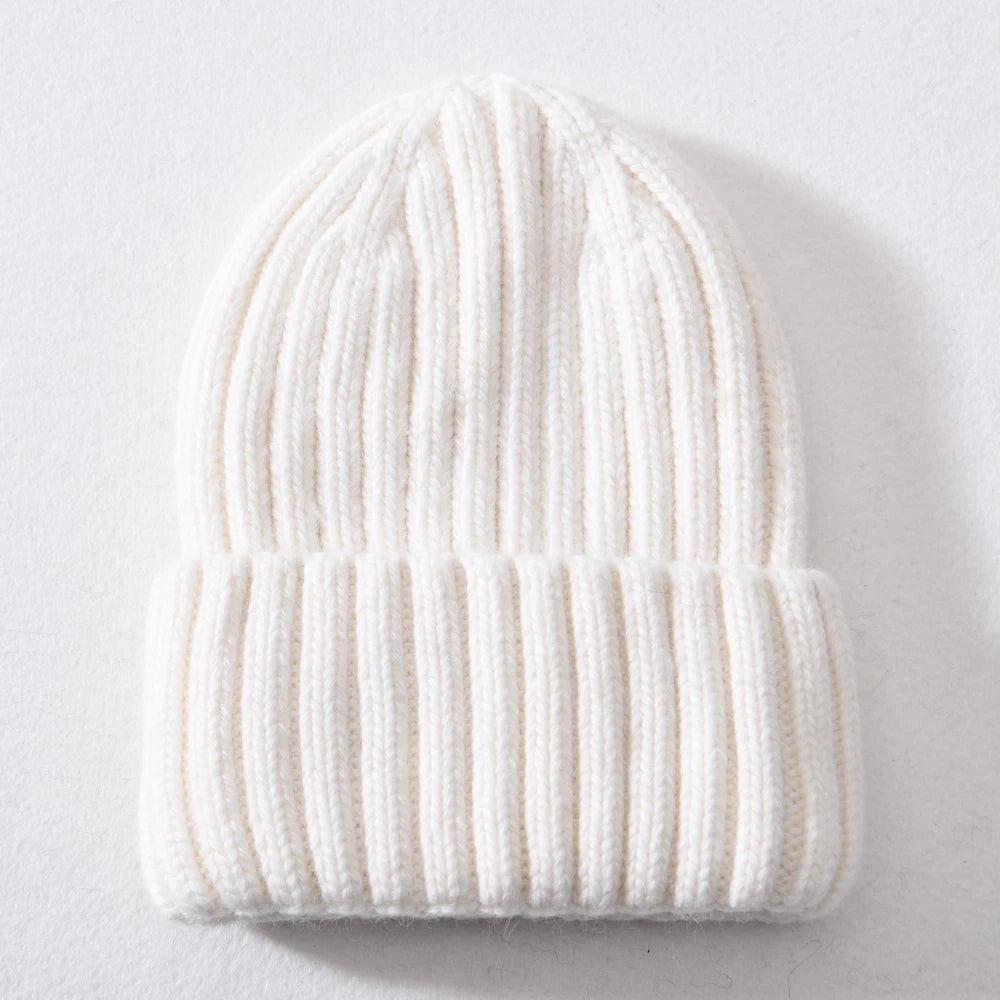 Winter Silk Satin Lined Beanie Hats Women Men Unisex Thick Chunky Cap Striped Warm Soft High Quality Cashmere Knitted Beanie Hat