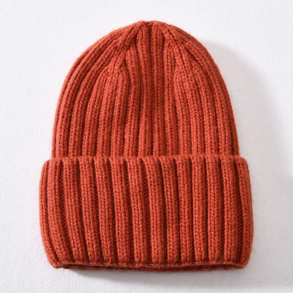 Winter Silk Satin Lined Beanie Hats Women Men Unisex Thick Chunky Cap Striped Warm Soft High Quality Cashmere Knitted Beanie Hat