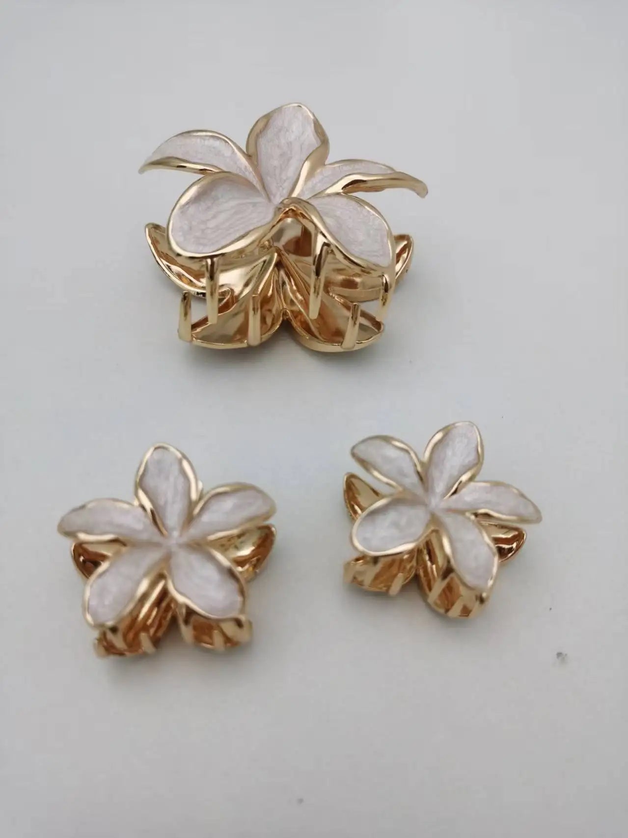 3 Pcs/set Alloy Oil Dropping Lily Flower Hair Clip 8cm*1+4cm*2cm Summer Beach Vocation Headwear Cute Hair Accessories for Girl