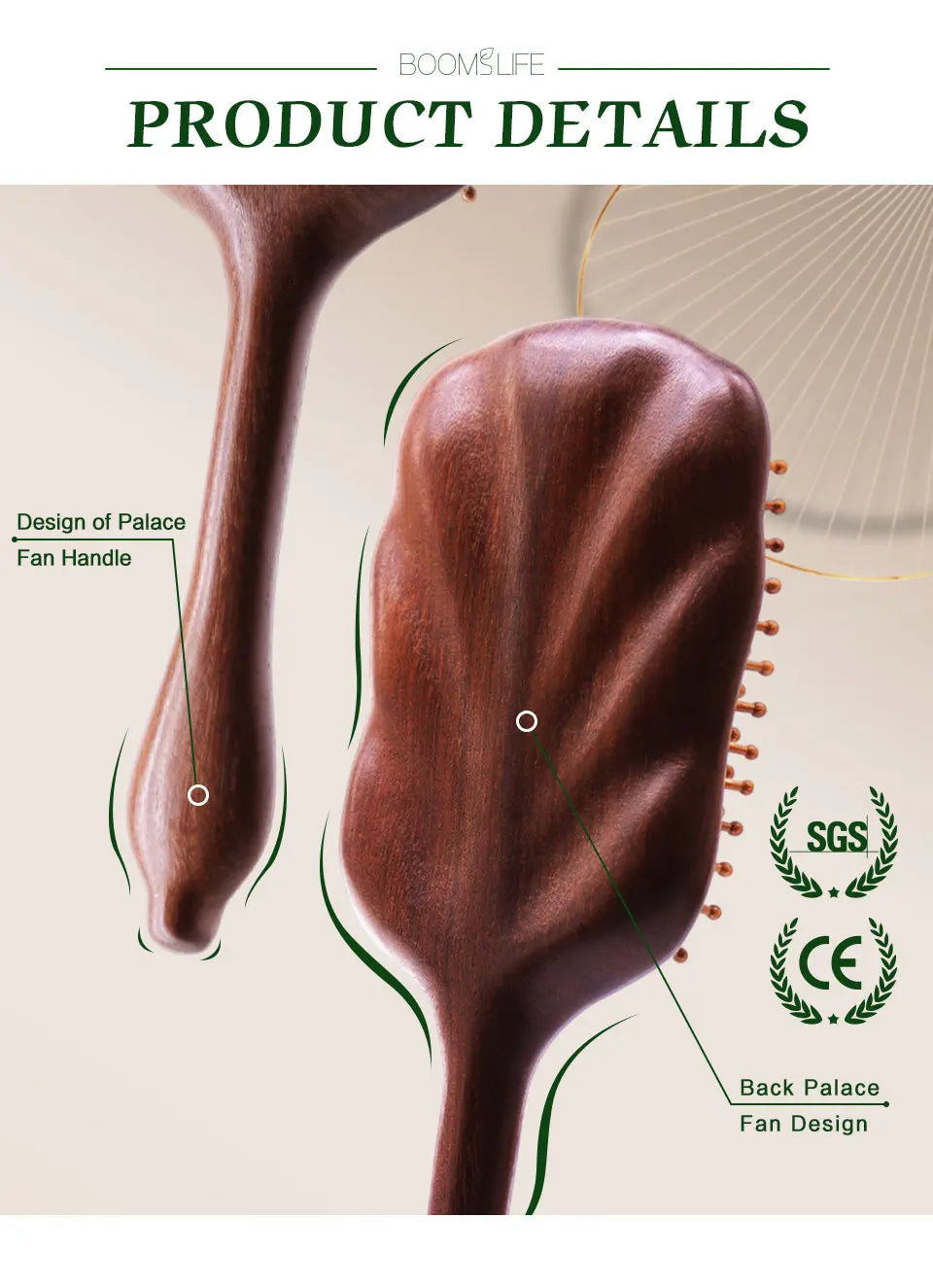 Luxurious Sandalwood Hair Brush Women Custom Wide Teeth Paddle Hairbrush Wooden Comb for Hair Massage Scalp Brush Brosse Cheveux