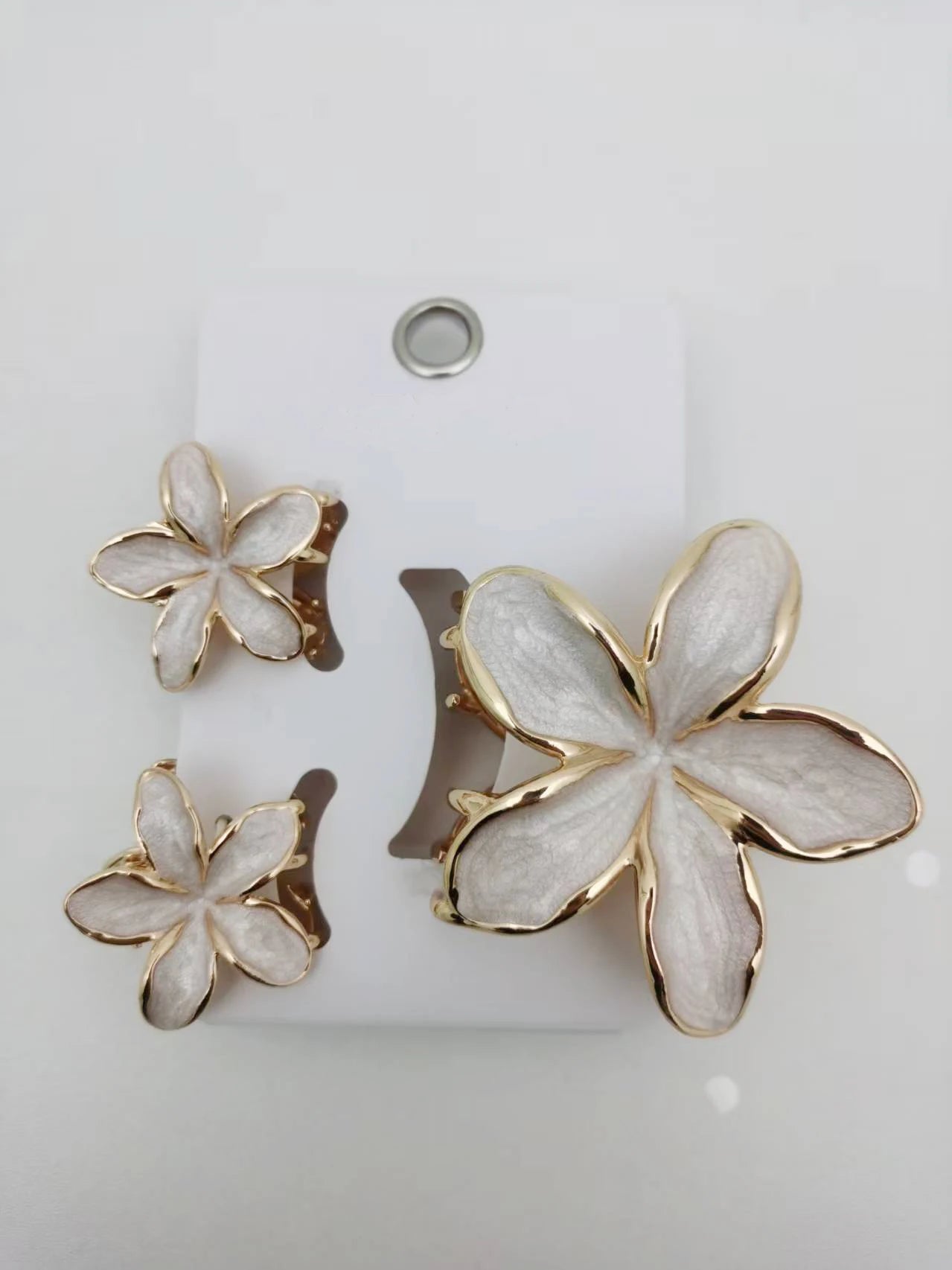 3 Pcs/set Alloy Oil Dropping Lily Flower Hair Clip 8cm*1+4cm*2cm Summer Beach Vocation Headwear Cute Hair Accessories for Girl