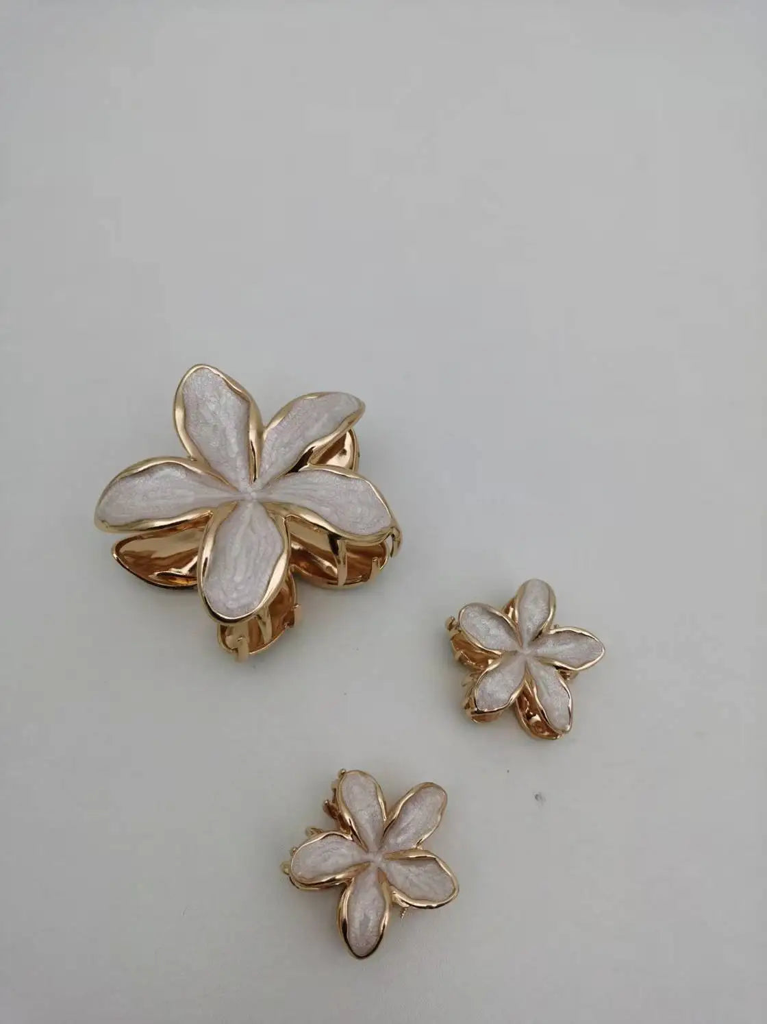 3 Pcs/set Alloy Oil Dropping Lily Flower Hair Clip 8cm*1+4cm*2cm Summer Beach Vocation Headwear Cute Hair Accessories for Girl