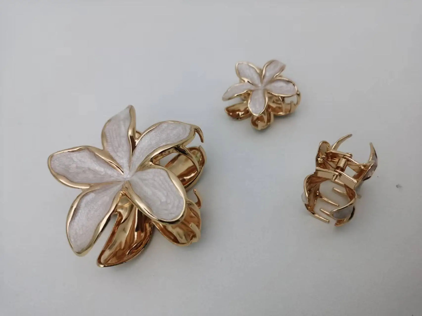 3 Pcs/set Alloy Oil Dropping Lily Flower Hair Clip 8cm*1+4cm*2cm Summer Beach Vocation Headwear Cute Hair Accessories for Girl