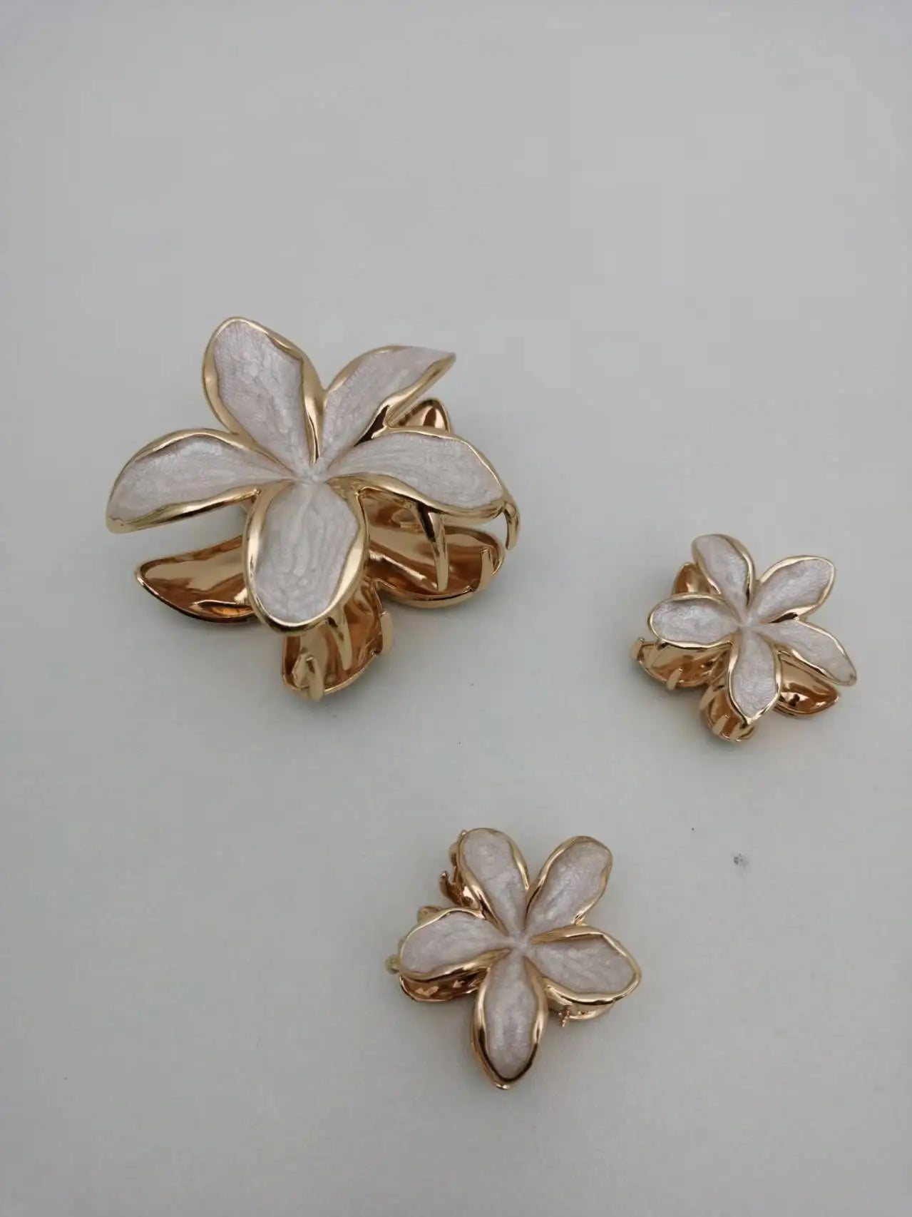 3 Pcs/set Alloy Oil Dropping Lily Flower Hair Clip 8cm*1+4cm*2cm Summer Beach Vocation Headwear Cute Hair Accessories for Girl