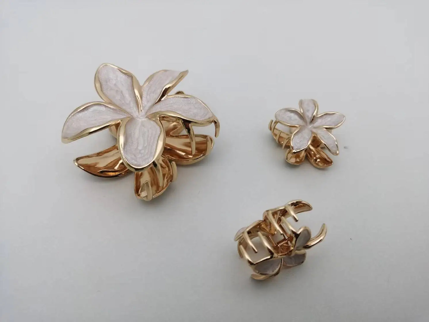 3 Pcs/set Alloy Oil Dropping Lily Flower Hair Clip 8cm*1+4cm*2cm Summer Beach Vocation Headwear Cute Hair Accessories for Girl