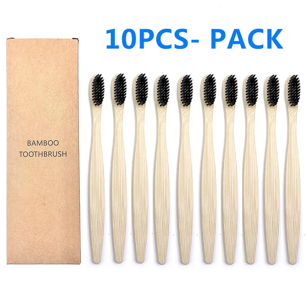 10PCS Biodegradable Bamboo Toothbrush Teeth Colorful Bristle Natural Bamboo Tooth brush Dental Eco Bambou Toothbrushes