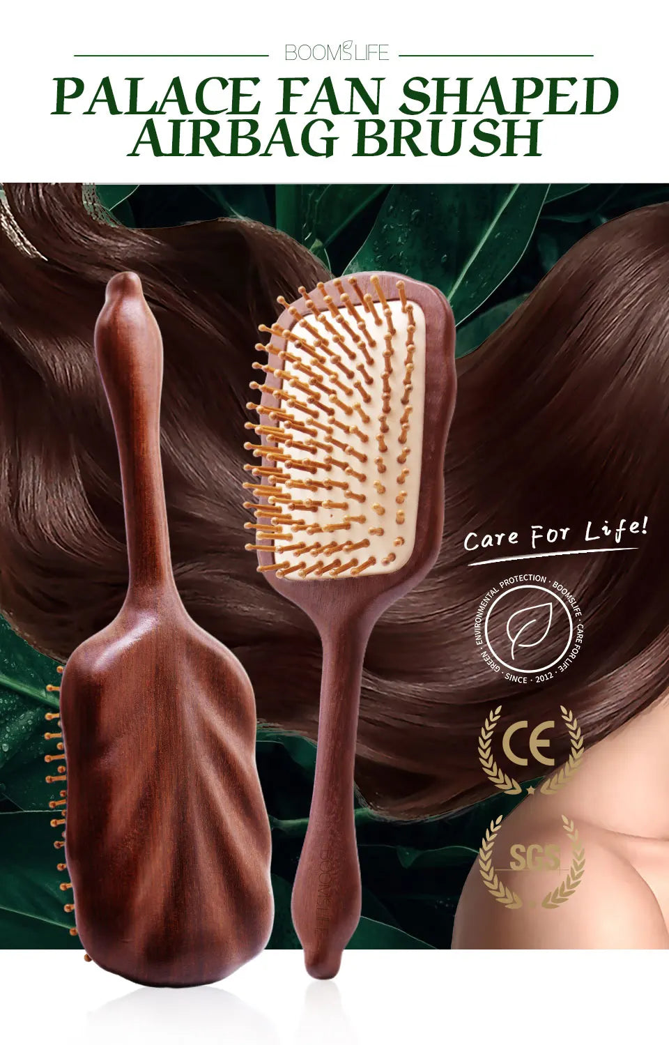 Luxurious Sandalwood Hair Brush Women Custom Wide Teeth Paddle Hairbrush Wooden Comb for Hair Massage Scalp Brush Brosse Cheveux