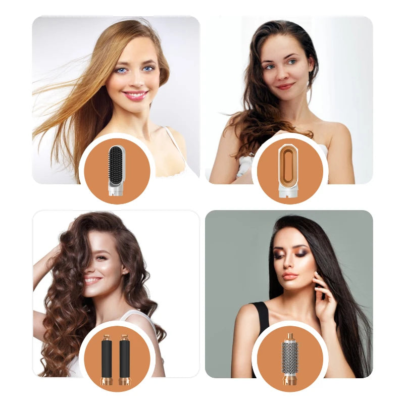 5 in 1 Hair Dryer Hot Comb Set Professional Curling Iron Hair Straightener Styling Tool For Professional Hair Dryer Household