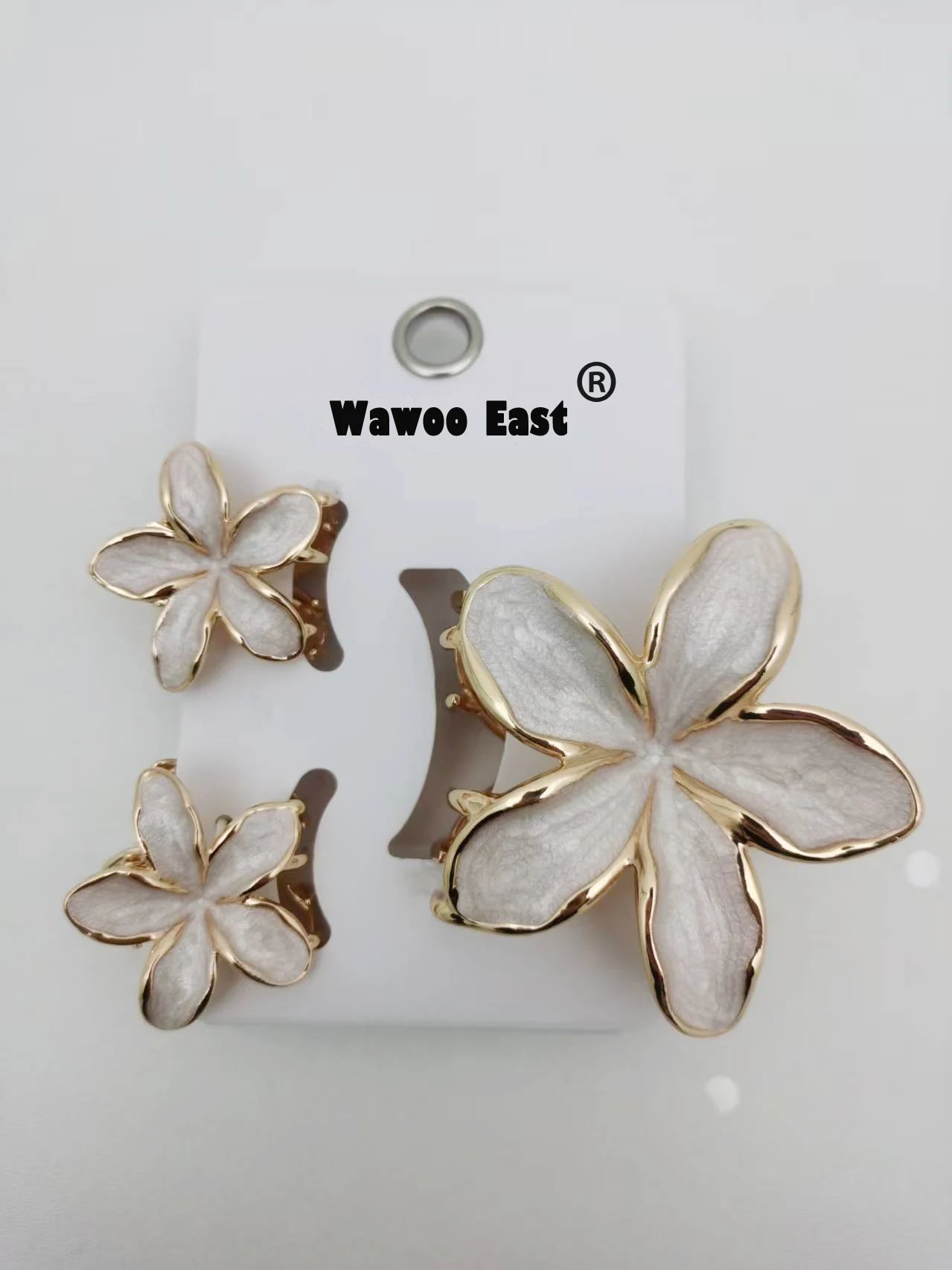 3 Pcs/set Alloy Oil Dropping Lily Flower Hair Clip 8cm*1+4cm*2cm Summer Beach Vocation Headwear Cute Hair Accessories for Girl