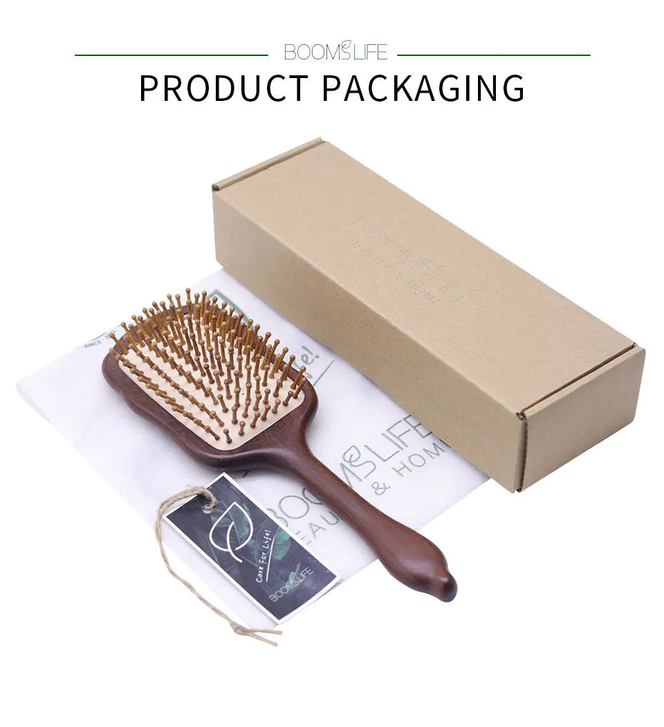 Luxurious Sandalwood Hair Brush Women Custom Wide Teeth Paddle Hairbrush Wooden Comb for Hair Massage Scalp Brush Brosse Cheveux