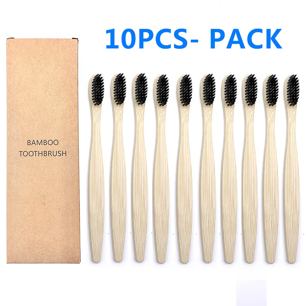 10PCS Biodegradable Bamboo Toothbrush Teeth Colorful Bristle Natural Bamboo Tooth brush Dental Eco Bambou Toothbrushes