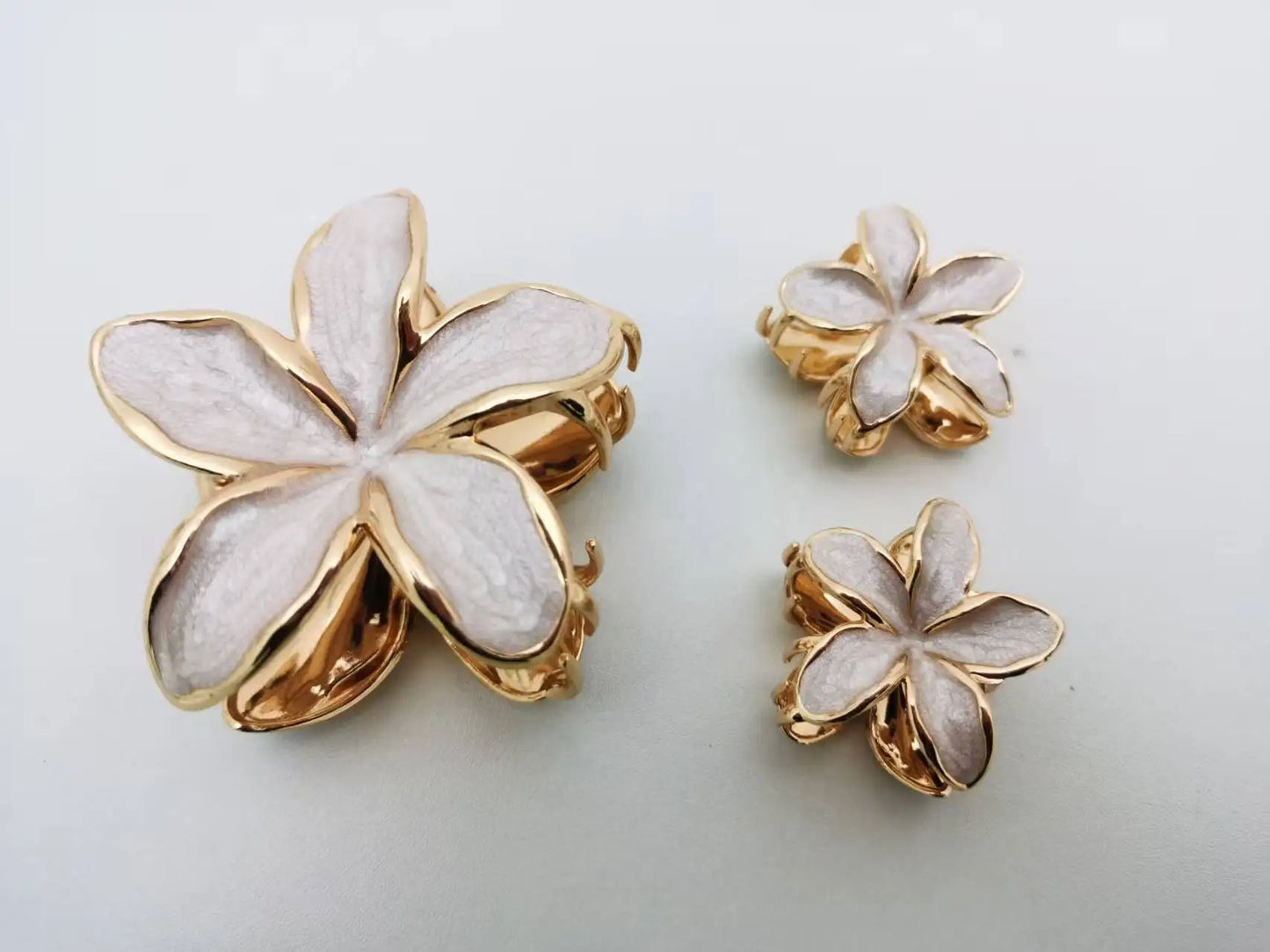 3 Pcs/set Alloy Oil Dropping Lily Flower Hair Clip 8cm*1+4cm*2cm Summer Beach Vocation Headwear Cute Hair Accessories for Girl