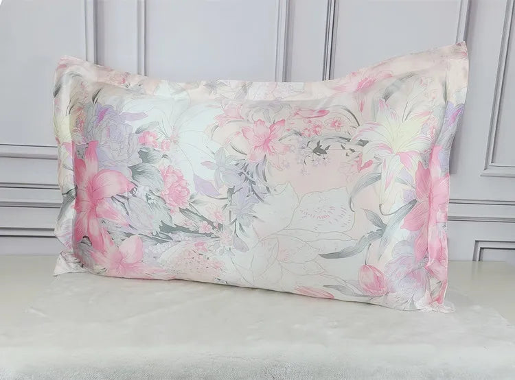 1pc 100% nature mulberry Silk 19 mome charmeuse silk printed pillowcases pillow cases Envelope Closure standard queen king LS005
