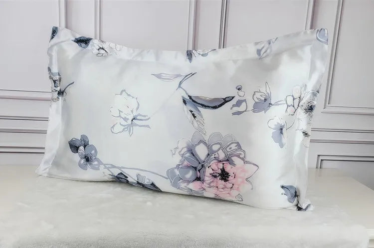 1pc 100% nature mulberry Silk 19 mome charmeuse silk printed pillowcases pillow cases Envelope Closure standard queen king LS005
