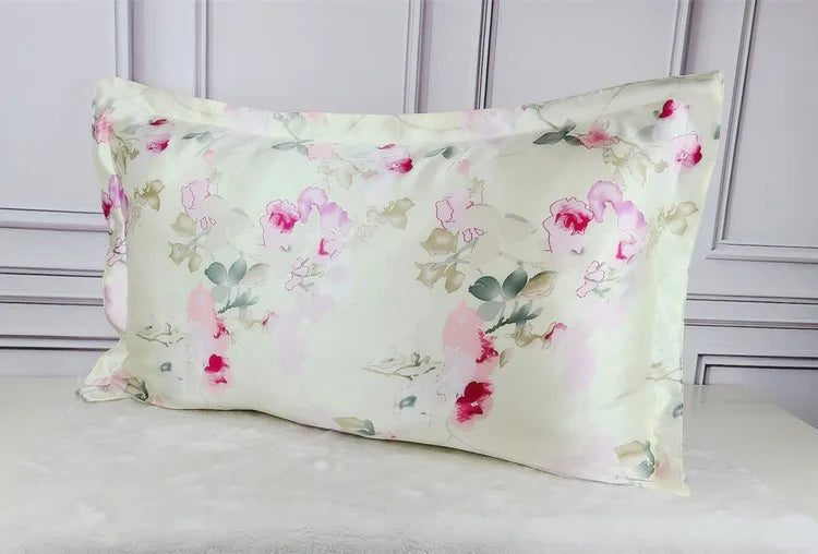 1pc 100% nature mulberry Silk 19 mome charmeuse silk printed pillowcases pillow cases Envelope Closure standard queen king LS005