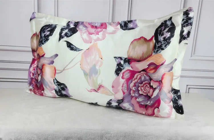 1pc 100% nature mulberry Silk 19 mome charmeuse silk printed pillowcases pillow cases Envelope Closure standard queen king LS005