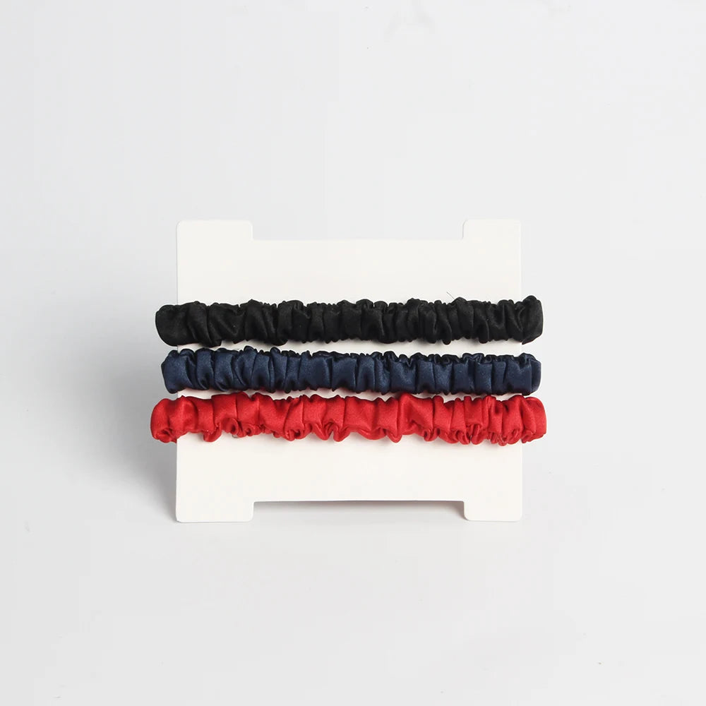 SuyaDream 3pcs/Lot Woman Silk Elastic Hair Loops 19mm 100%Mulberry Silk 1CM Width Silky Hairbands Healthy Smoother Hair Tie