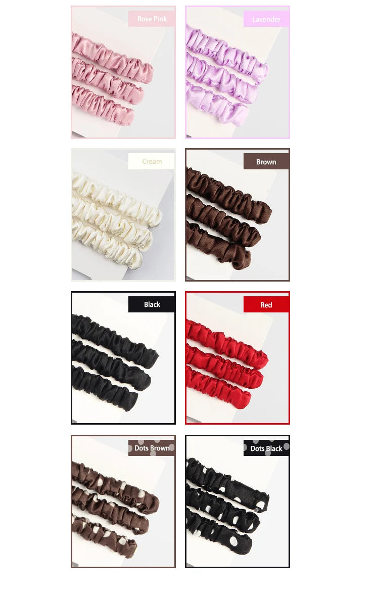 SuyaDream 3pcs/Lot Woman Silk Elastic Hair Loops 19mm 100%Mulberry Silk 1CM Width Silky Hairbands Healthy Smoother Hair Tie