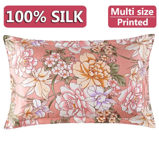 1pc 100% nature mulberry Silk 19 mome charmeuse silk printed pillowcases pillow cases Envelope Closure standard queen king LS005