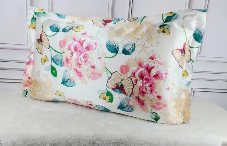 1pc 100% nature mulberry Silk 19 mome charmeuse silk printed pillowcases pillow cases Envelope Closure standard queen king LS005