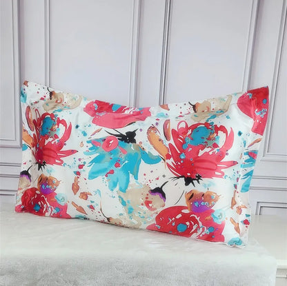 1pc 100% nature mulberry Silk 19 mome charmeuse silk printed pillowcases pillow cases Envelope Closure standard queen king LS005