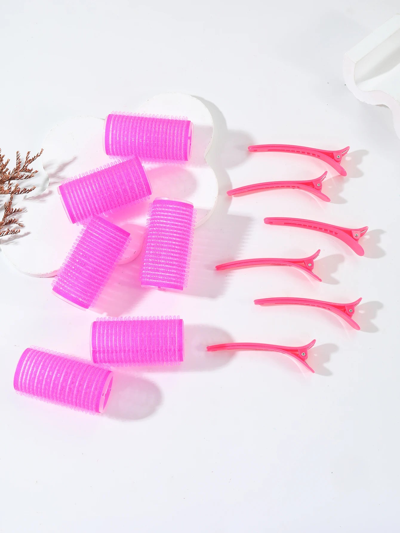 12pcs/set air bar curling iron tube self-adhesive magic roll and bangs hair clip curling styling tool  Special for real hair wig
