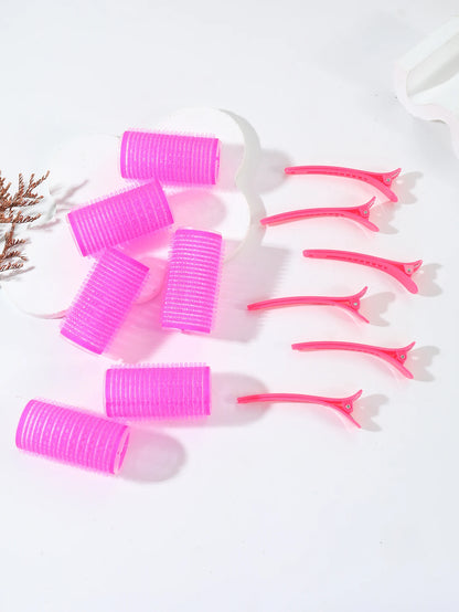 12pcs/set air bar curling iron tube self-adhesive magic roll and bangs hair clip curling styling tool  Special for real hair wig