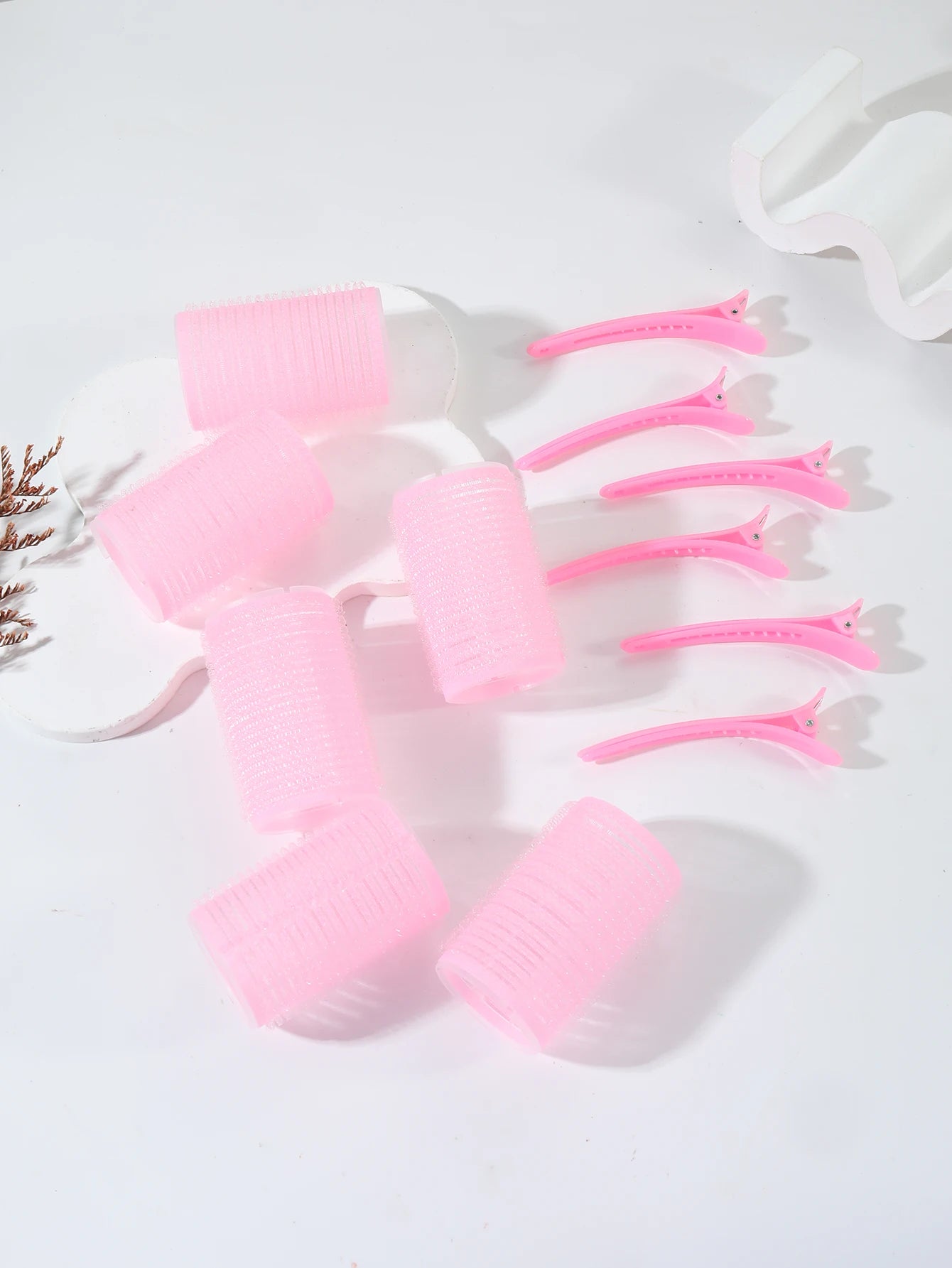 12pcs/set air bar curling iron tube self-adhesive magic roll and bangs hair clip curling styling tool  Special for real hair wig