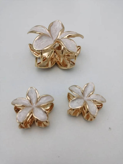 3 Pcs/set Alloy Oil Dropping Lily Flower Hair Clip 8cm*1+4cm*2cm Summer Beach Vocation Headwear Cute Hair Accessories for Girl