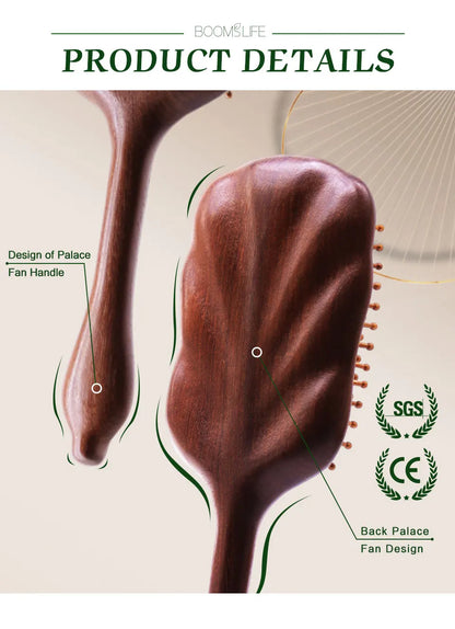 Luxurious Sandalwood Hair Brush Women Custom Wide Teeth Paddle Hairbrush Wooden Comb for Hair Massage Scalp Brush Brosse Cheveux