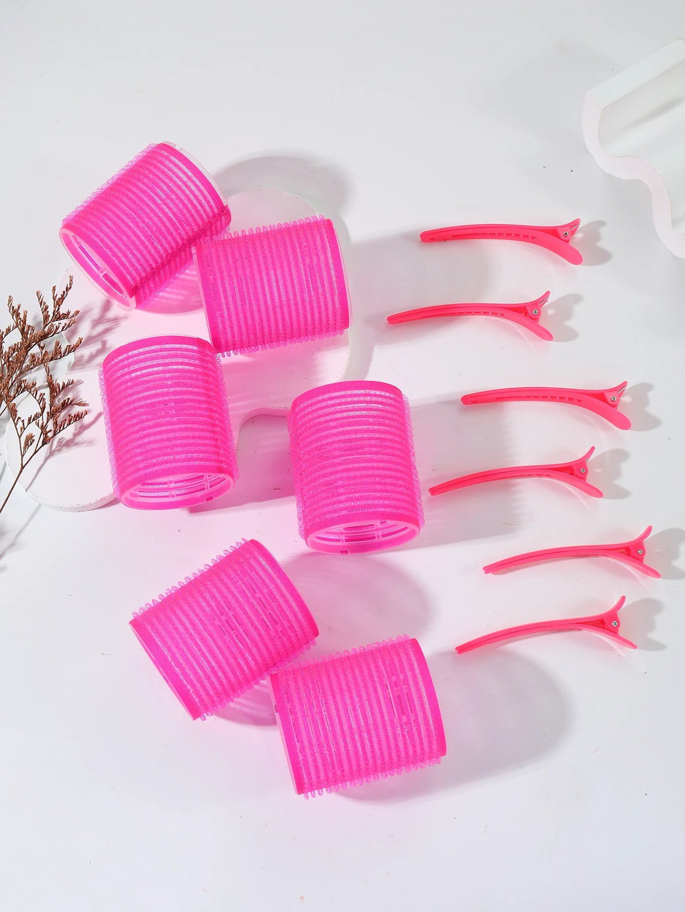 12pcs/set air bar curling iron tube self-adhesive magic roll and bangs hair clip curling styling tool  Special for real hair wig