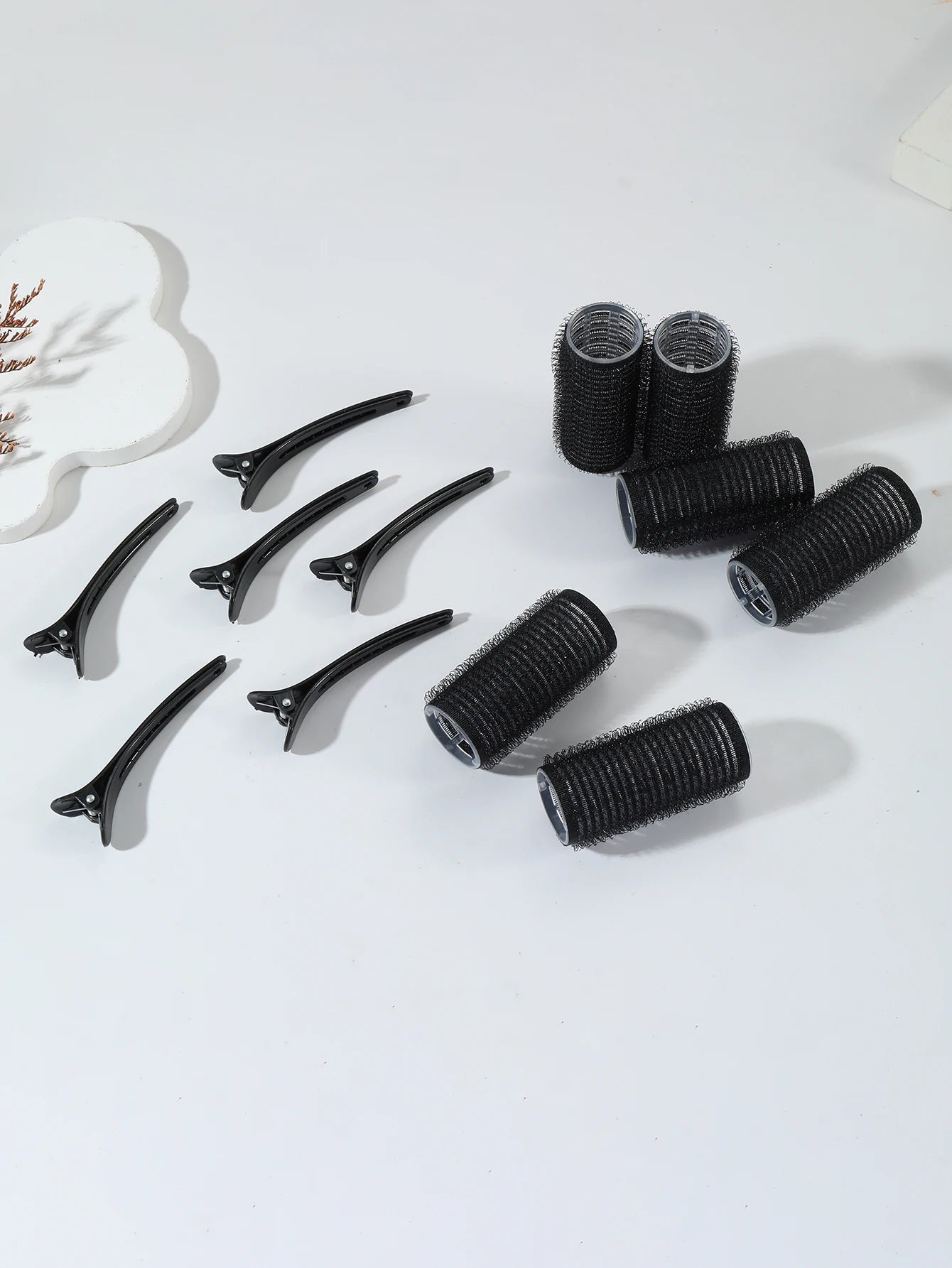 12pcs/set air bar curling iron tube self-adhesive magic roll and bangs hair clip curling styling tool  Special for real hair wig