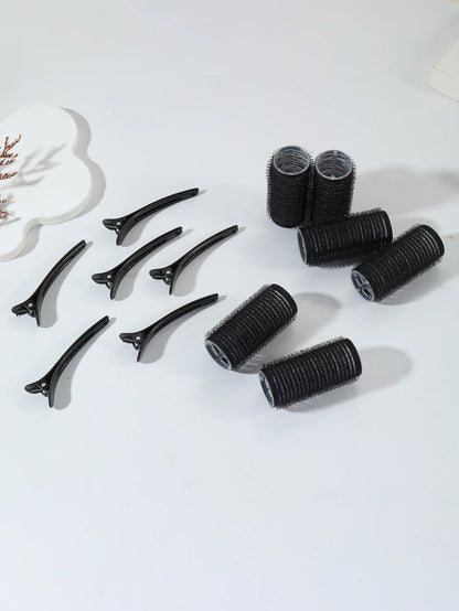 12pcs/set air bar curling iron tube self-adhesive magic roll and bangs hair clip curling styling tool  Special for real hair wig