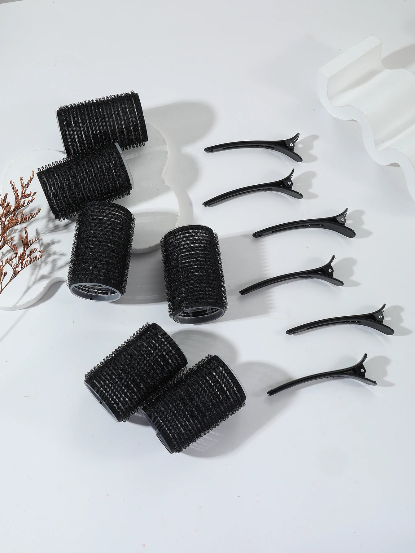 12pcs/set air bar curling iron tube self-adhesive magic roll and bangs hair clip curling styling tool  Special for real hair wig