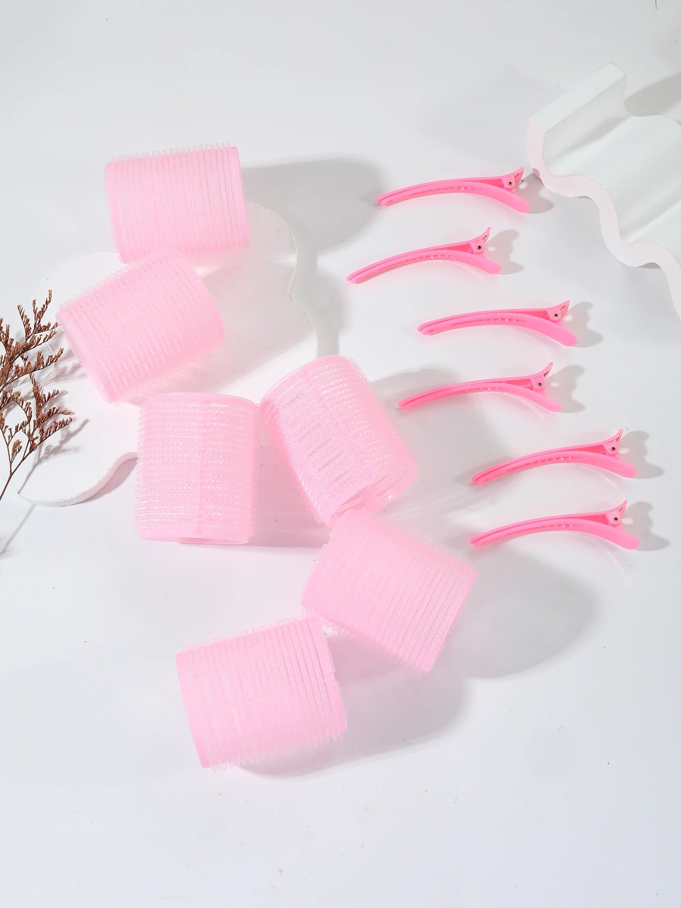 12pcs/set air bar curling iron tube self-adhesive magic roll and bangs hair clip curling styling tool  Special for real hair wig