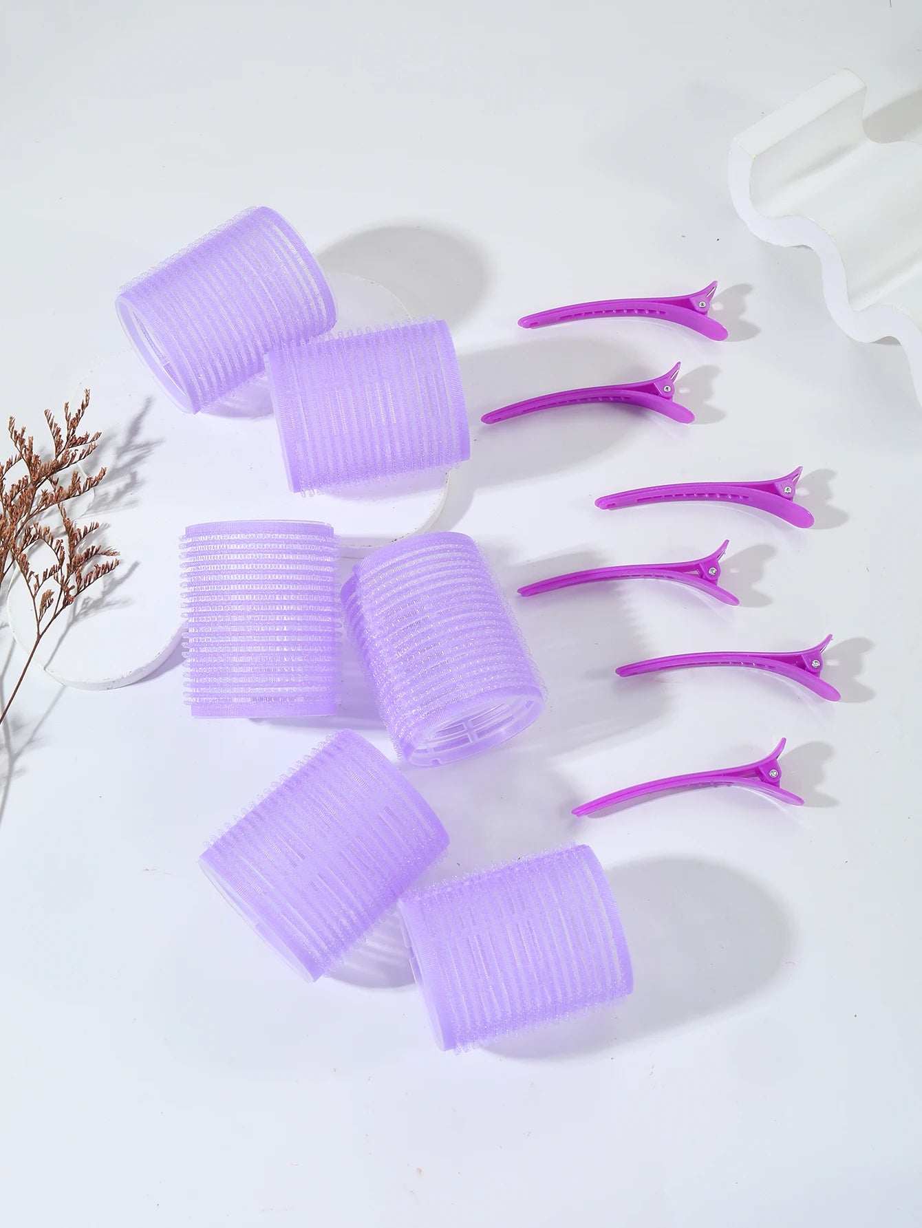12pcs/set air bar curling iron tube self-adhesive magic roll and bangs hair clip curling styling tool  Special for real hair wig