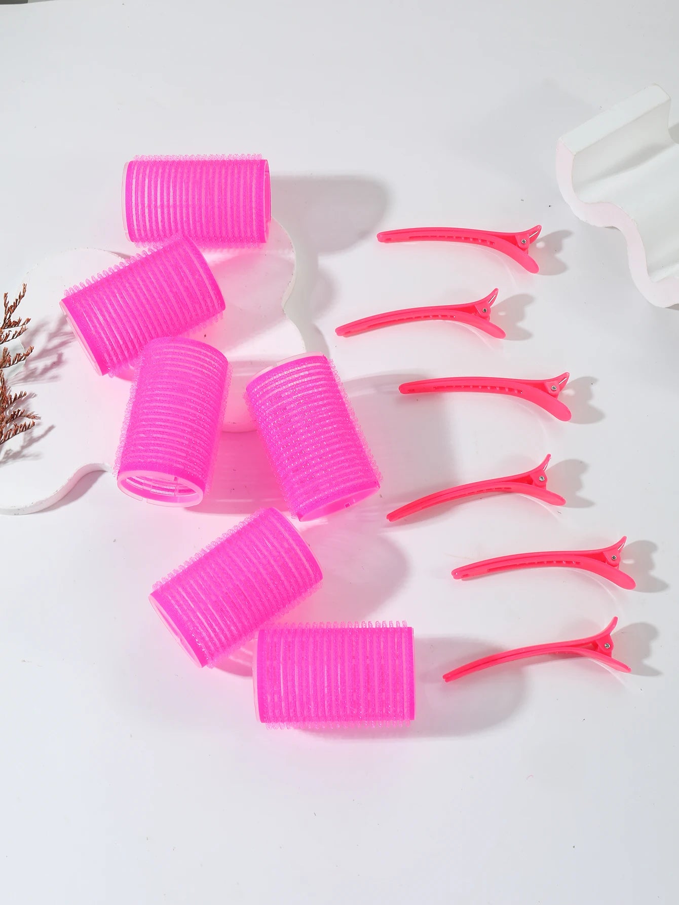 12pcs/set air bar curling iron tube self-adhesive magic roll and bangs hair clip curling styling tool  Special for real hair wig