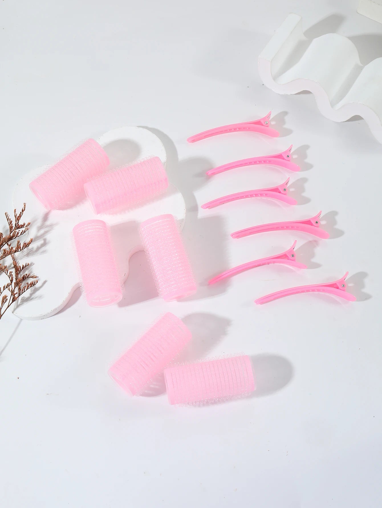12pcs/set air bar curling iron tube self-adhesive magic roll and bangs hair clip curling styling tool  Special for real hair wig
