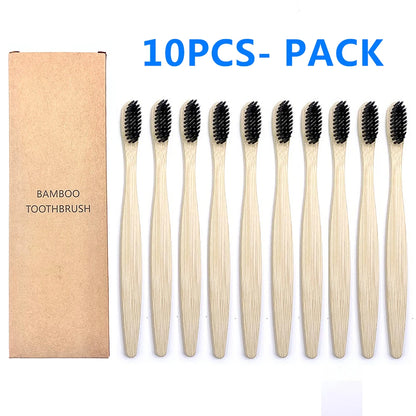 10PCS Biodegradable Bamboo Toothbrush Teeth Colorful Bristle Natural Bamboo Tooth brush Dental Eco Bambou Toothbrushes