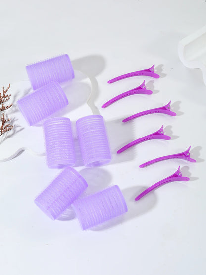 12pcs/set air bar curling iron tube self-adhesive magic roll and bangs hair clip curling styling tool  Special for real hair wig