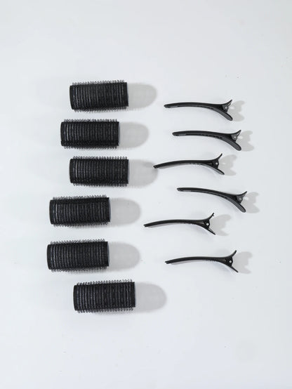 12pcs/set air bar curling iron tube self-adhesive magic roll and bangs hair clip curling styling tool  Special for real hair wig