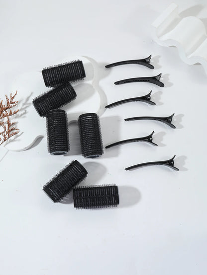 12pcs/set air bar curling iron tube self-adhesive magic roll and bangs hair clip curling styling tool  Special for real hair wig