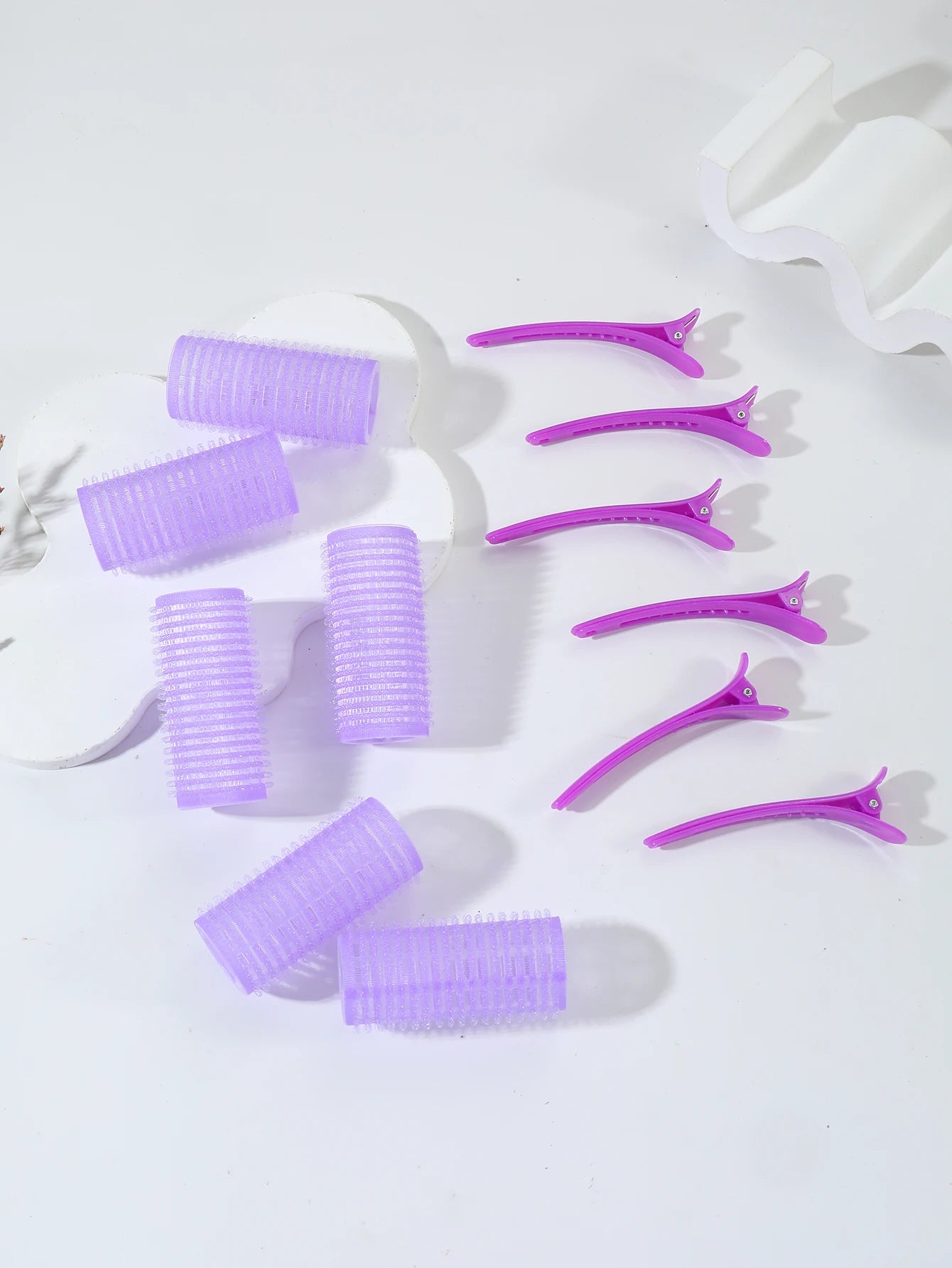 12pcs/set air bar curling iron tube self-adhesive magic roll and bangs hair clip curling styling tool  Special for real hair wig
