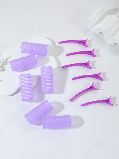 12pcs/set air bar curling iron tube self-adhesive magic roll and bangs hair clip curling styling tool  Special for real hair wig